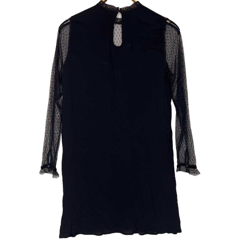 Black Mesh Lace High Neck Whimsygoth Dress Long Sleeve Witchy Halloween
